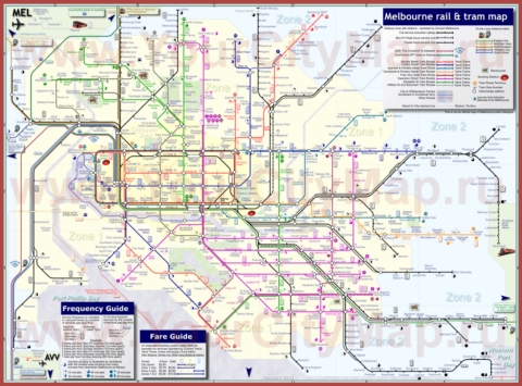 Карта маршрутов транспорта Мельбурна