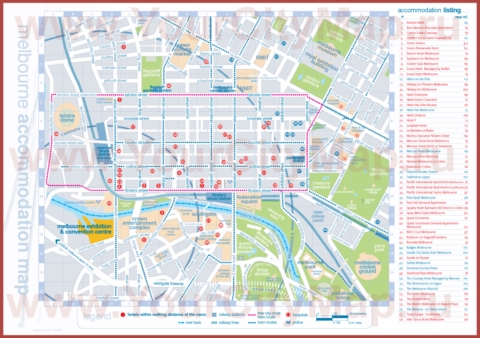 Карта отелей Мельбурна