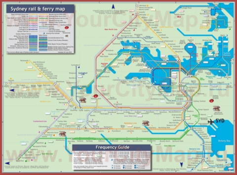 Карта маршрутов транспорта Сиднея