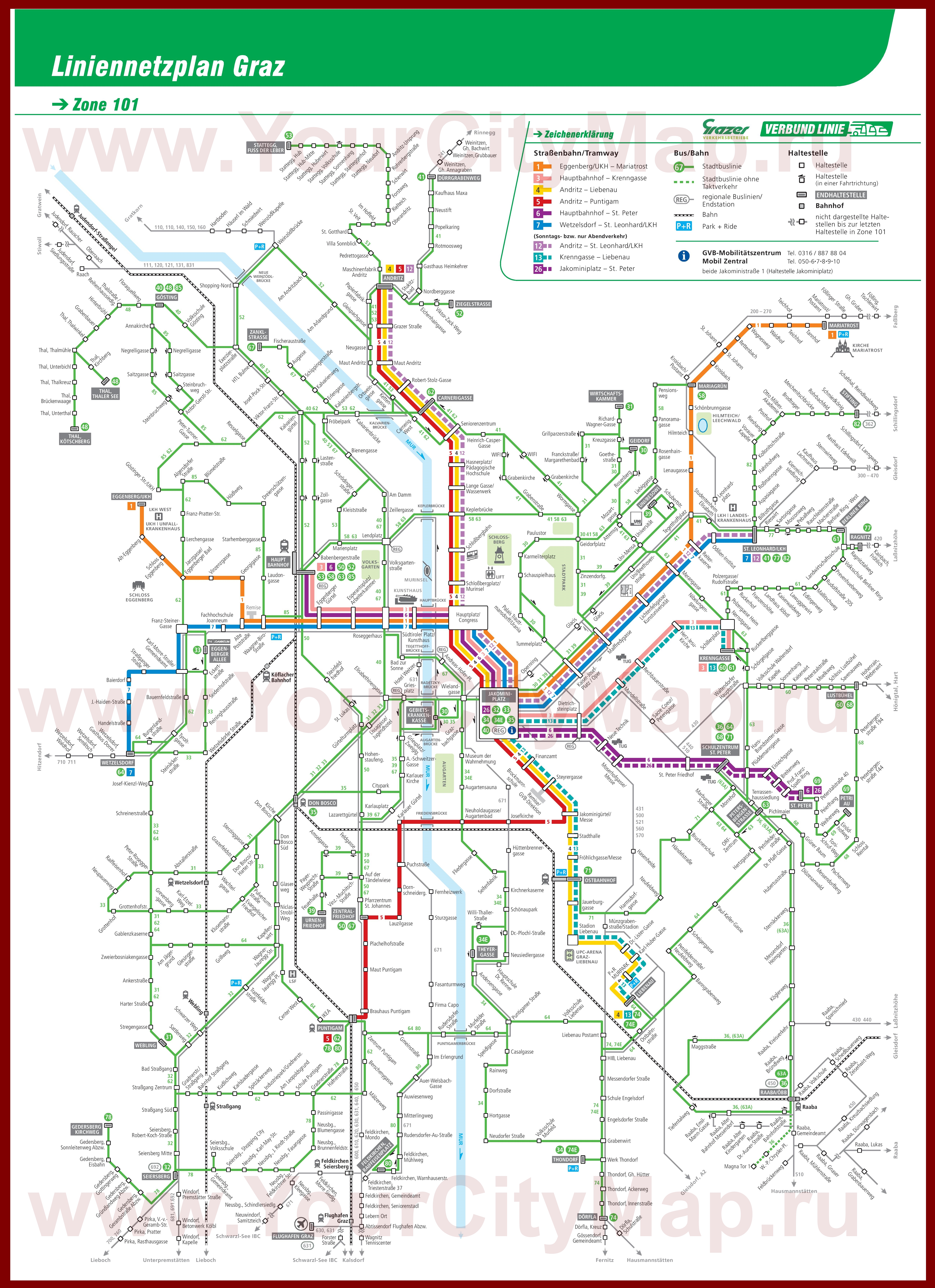 Карта маршрутов транспорта Граца ﻿