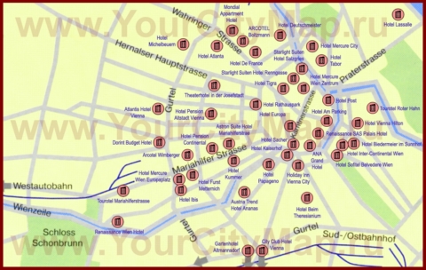 Карта отелей Вены