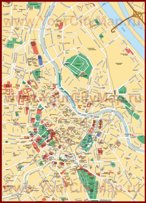 Карта Вены с достопримечательностями