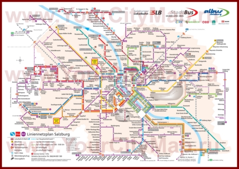 Карта маршрутов транспорта Зальцбурга