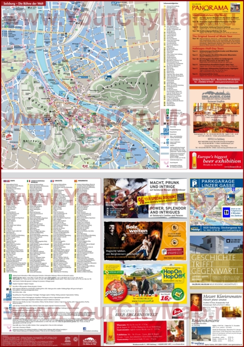 Подробная туристическая карта Зальцбурга с достопримечательностями