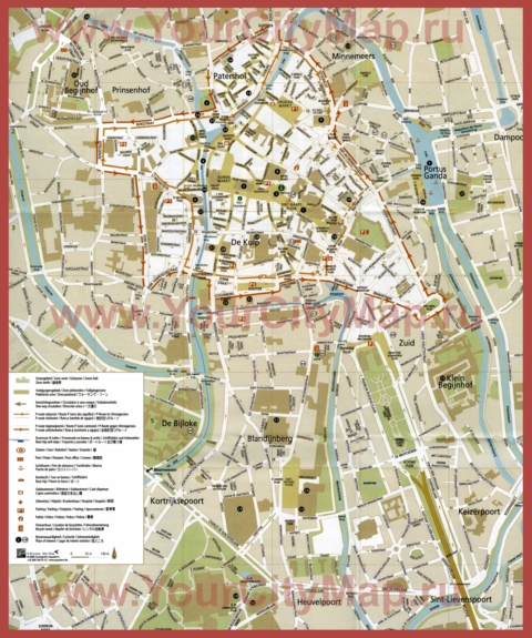 Туристическая карта Гента с достопримечательностями