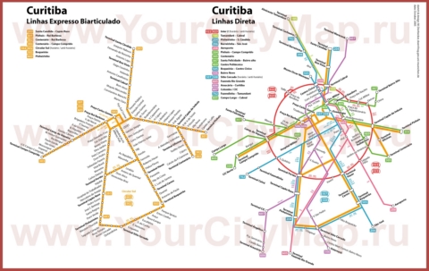 Карта маршрутов транспорта Куритибы