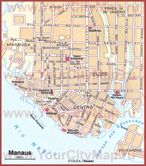 Туристическая карта Манауса с достопримечательностями