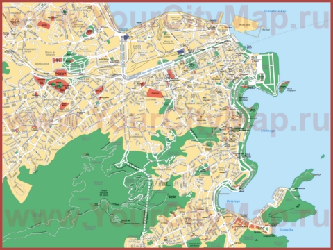 Карта Рио-де-Жанейро с достопримечательностями