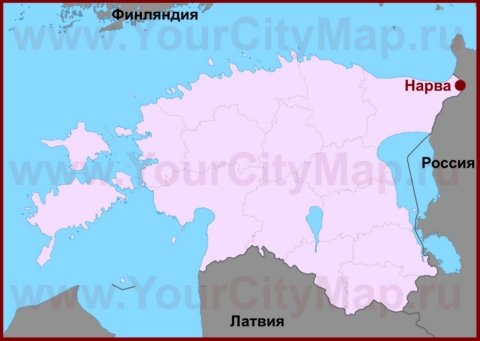 Нарва на карте Эстонии