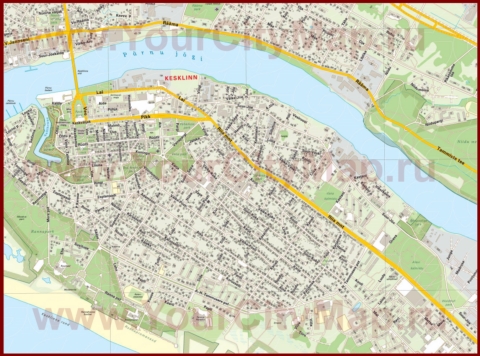 Карта центра Пярну с улицами и номерами домов
