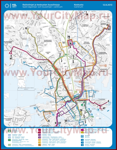 Карта маршрутов транспорта Хельсинки