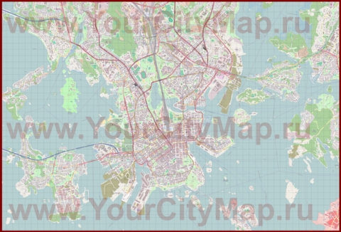Подробная карта города Хельсинки с магазинами