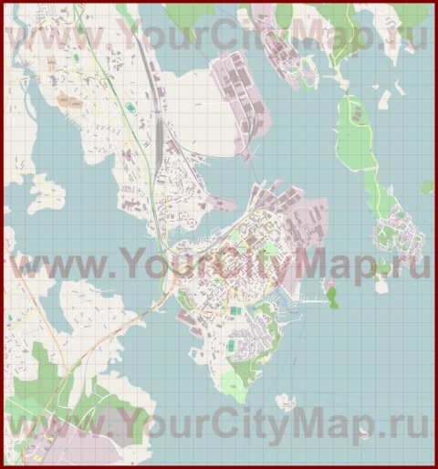 Подробная карта города Котка с магазинами