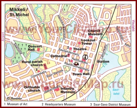 Карта Миккели с достопримечательностями