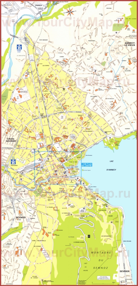 Подробная туристическая карта города Анси