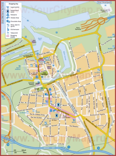 Туристическая карта Кале с достопримечательностями