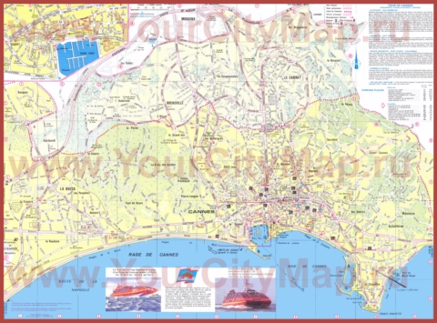 Подробная туристическая карта города Канны