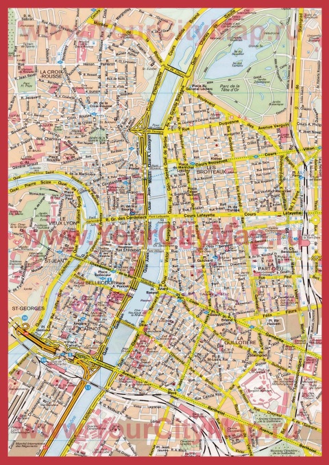 Подробная карта города Лион