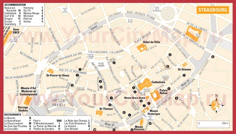 Карта Страсбурга с достопримечательностями
