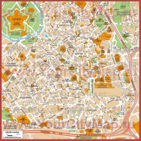 Туристическая карта Лилля с достопримечательностями