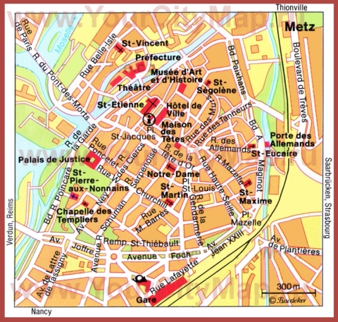 Туристическая карта Меца с достопримечательностями