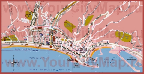 Туристическая карта Ментона с достопримечательностями