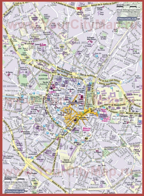 Карта Монпелье с достопримечательностями