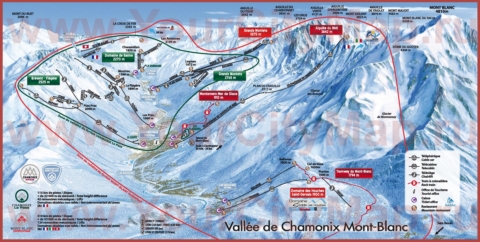 Подробная карта горнолыжного курорта Шамони