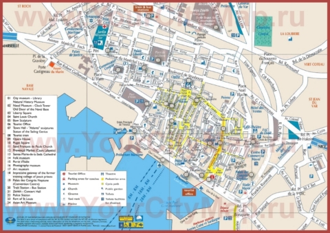 Туристическая карта Тулона с достопримечательностями
