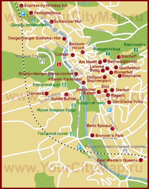 Карта отелей Баден-Бадена