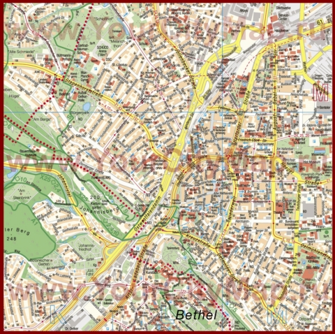 Туристическая карта Билефельда с достопримечательностями