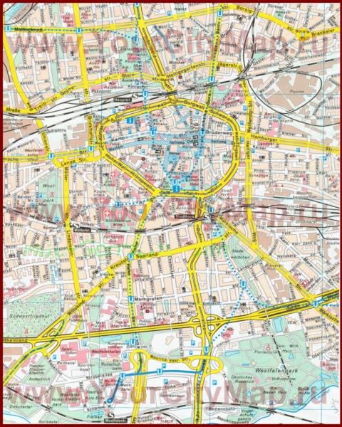 Туристическая карта Дортмунда с достопримечательностями