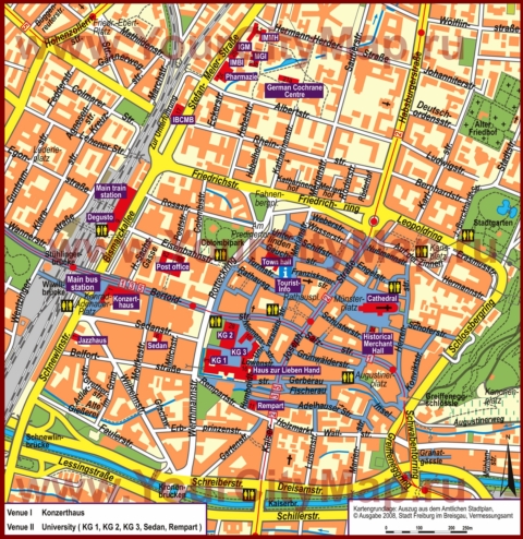 Туристическая карта Фрайбурга с достопримечательностями