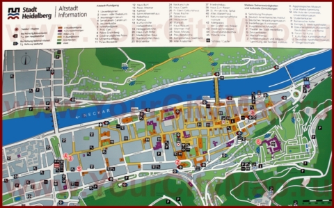 Туристическая карта Гейдельберга с достопримечательностями