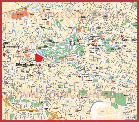 Подробная карта Берлина с достопримечательностями