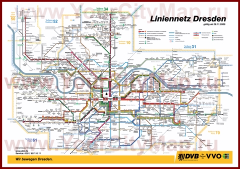 Карта маршрутов транспорта Дрездена