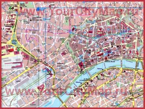 Карта Франкфурта-на-Майне с достопримечательностями