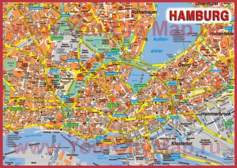 Карта Гамбурга с достопримечательностями