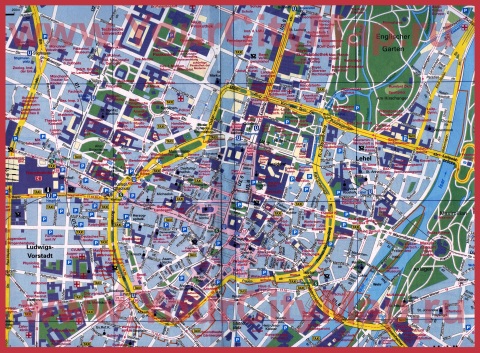 Туристическая карта центра Мюнхена с достопримечательностями