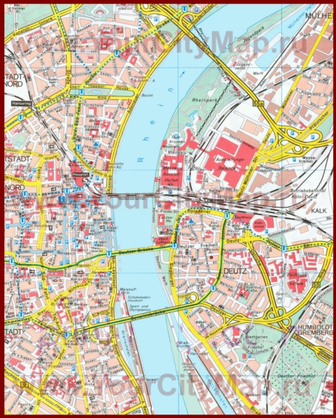 Туристическая карта Кёльна с достопримечательностями