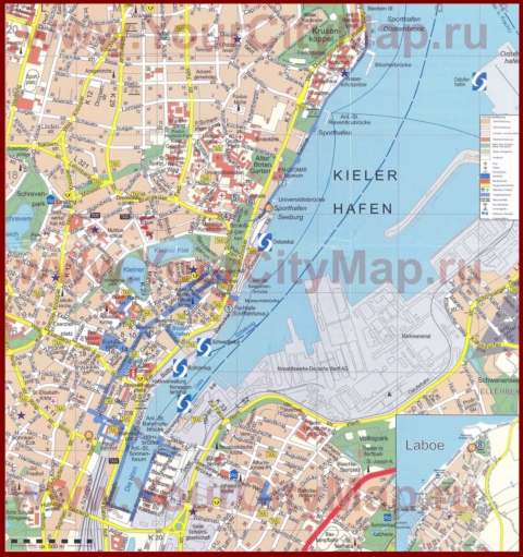 Туристическая карта Киля с достопримечательностями