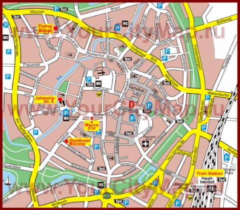 Туристическая карта Мюнстера с достопримечательностями