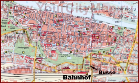 Туристическая карта Регенсбурга с достопримечательностями