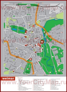 Туристическая карта Веймара с достопримечательностями