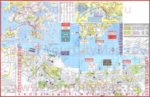 Подробная туристическая карта Гонконга