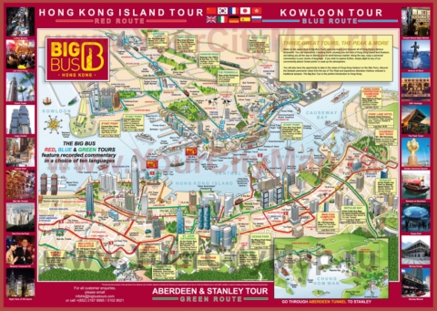 Туристическая карта Гонконга с достопримечательностями