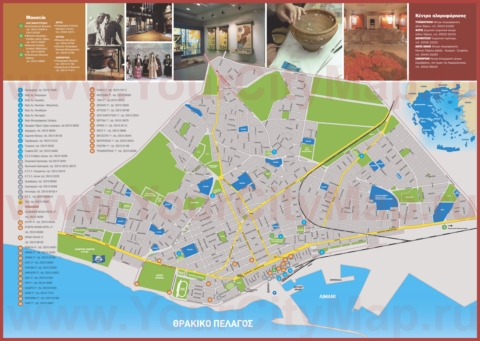 Подробная туристическая карта города Александруполис с отелями