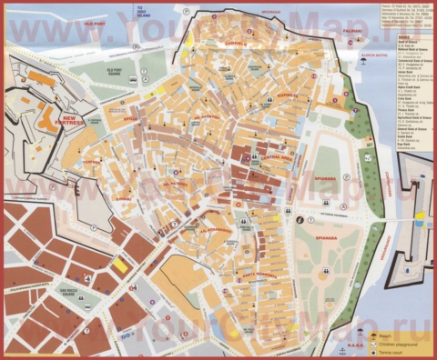 Туристическая карта города Керкира