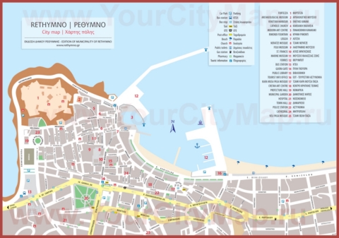 Туристическая карта Ретимно с достопримечательностями