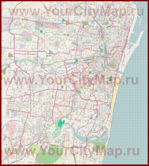 Подробная карта города Ченнаи